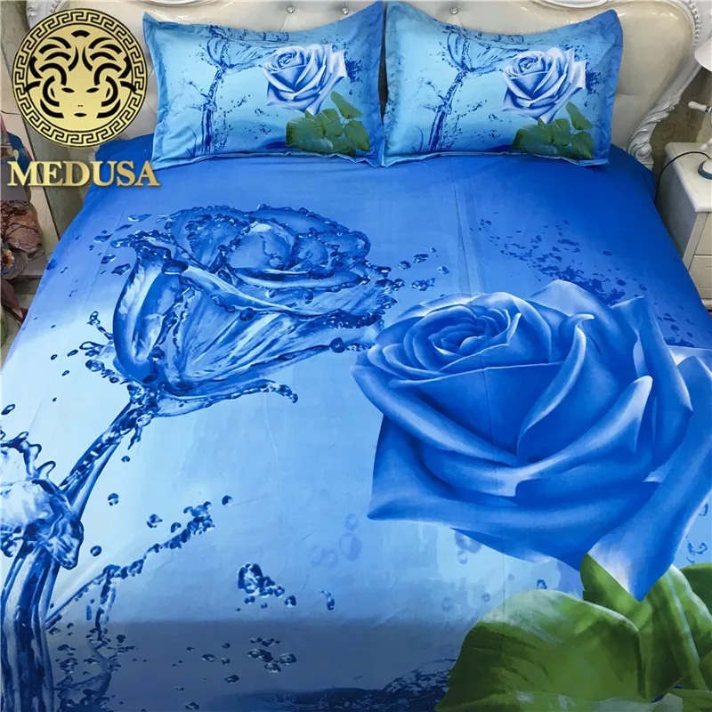 Кашемировый хлопковый 3d Рисунок красный комплект постельного белья с розой