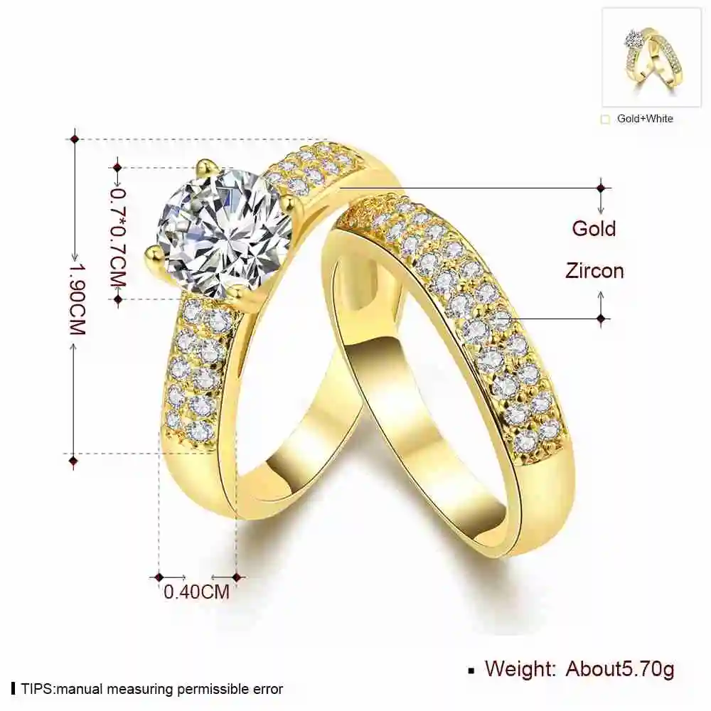 Kiteal New Jewelry Pair Ring Set Gold/silver Color DIY Couple Rings Female For Women Bridal Alliance US Size | Украшения и