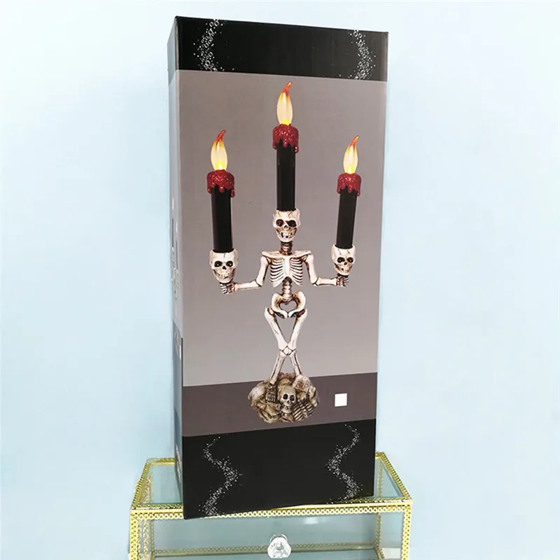 Украшения для Хэллоуина украшение дома три свечи скелет светодиодная лампа