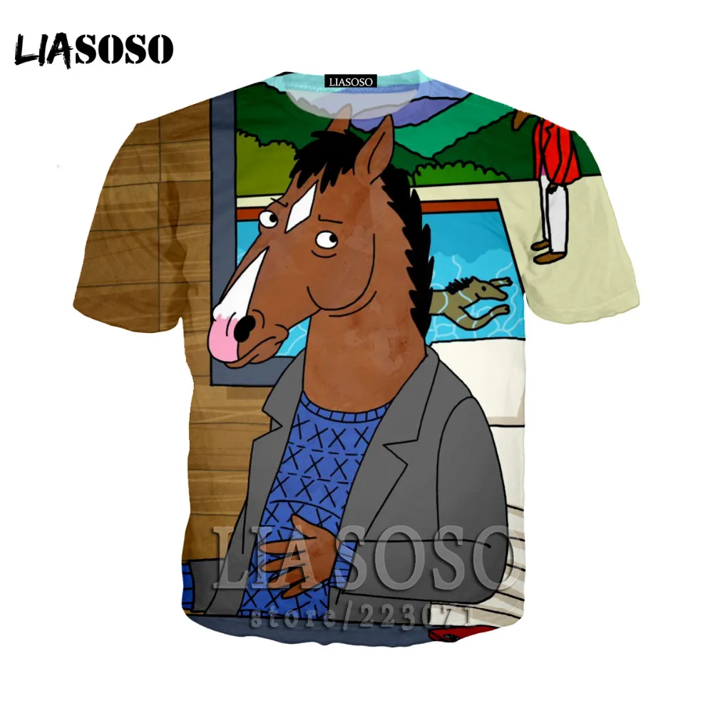 Футболка LIASOSO Конь БоДжек футболка Uomo Moda maschile O футболки uomo/donna 3D HO12|Мужские