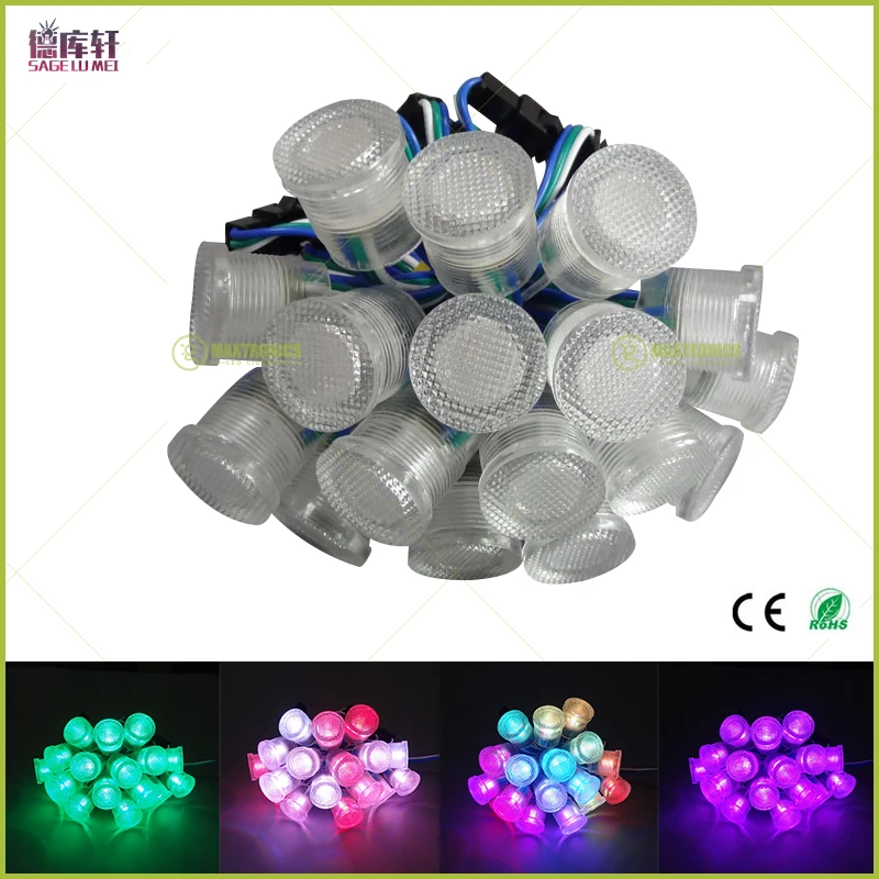 

IP68 20mm Diameter transparent /milky cover led module strings SMD 5050 RGB digital led pixel light DC5V ws2811IC Free shipping