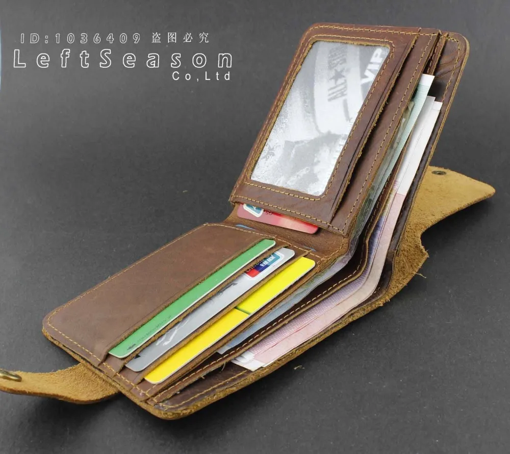 Мужской бумажник ручной работы двойного сложения из натуральной кожи | Багаж и