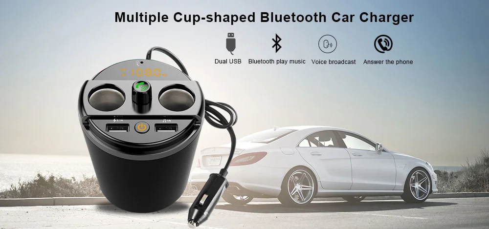 Новое поступление многофункциональная Bluetooth Hands-Free Зажигалка для сигар FM 3.1A двойной порт автомобильное зарядное устройство чашка XM-76