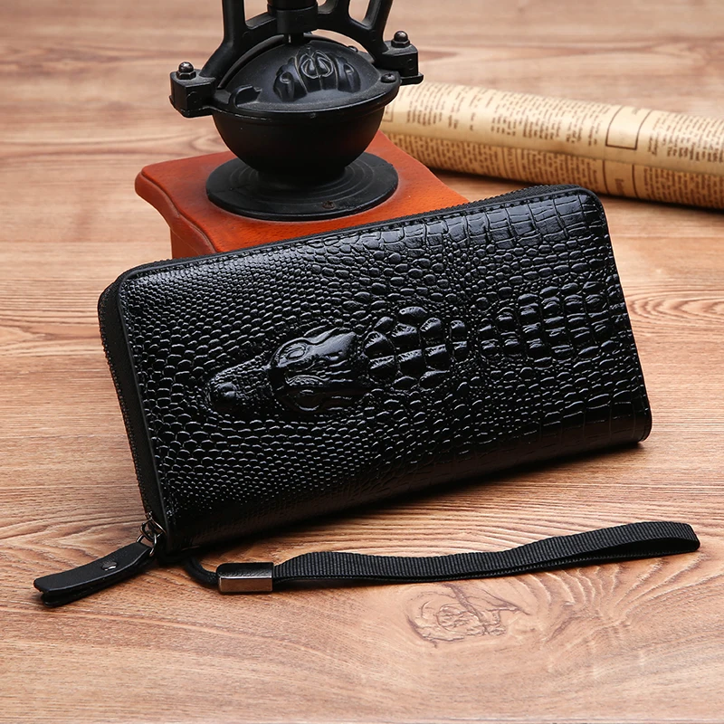 purani men purses 3d alligator fashion crocodile wallet men long clutch wallets men zipper purses leather mens purse carteras free global shipping