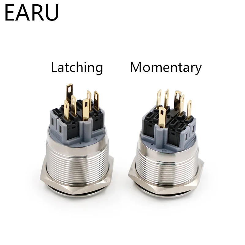 Металлический кнопочный переключатель из нержавеющей стали 25 мм светодиодная