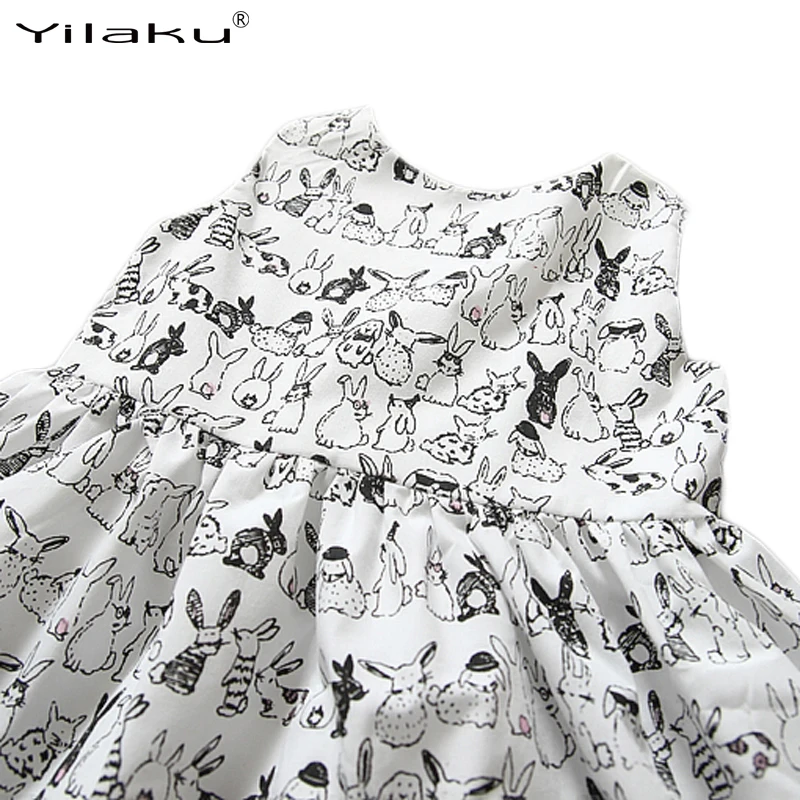 Yilaku/платье без рукавов с героями мультфильмов для девочек Белый Принт кроликом