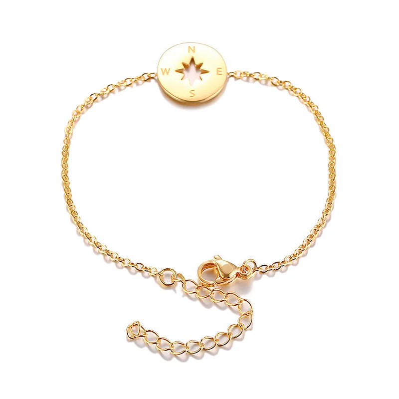 Золотой браслет с компасом Femme BFF ювелирные изделия для путешествий Pulseras Mujer