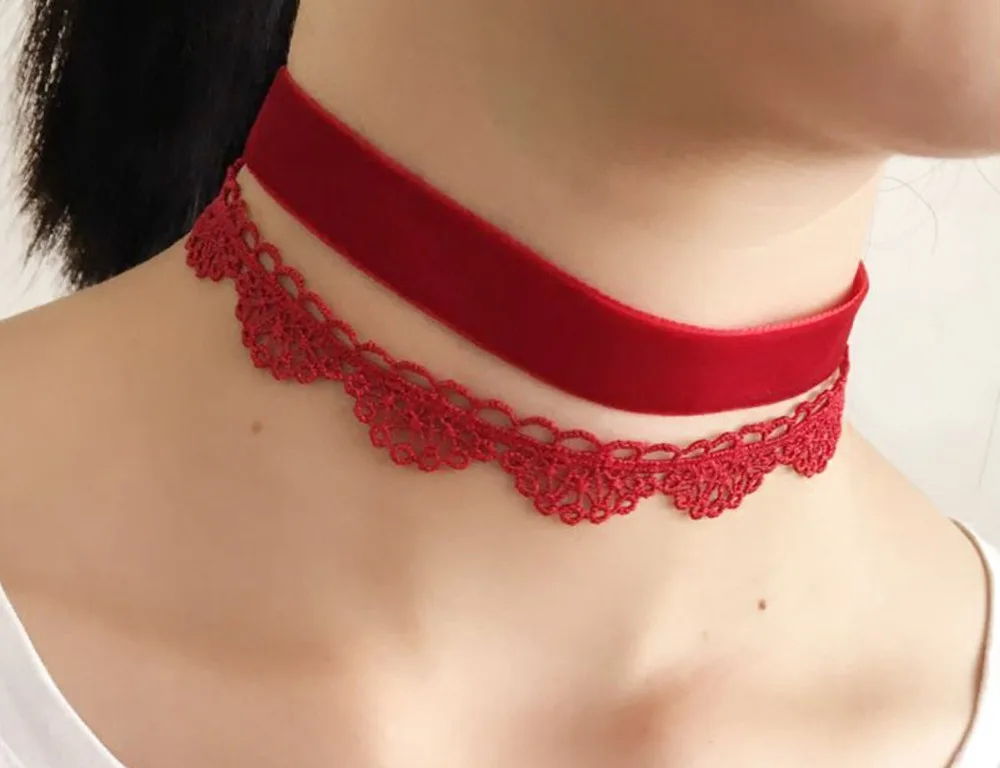 Женский бархатный кружевной чокер collier ras de cou ожерелье в стиле стимпанк модные