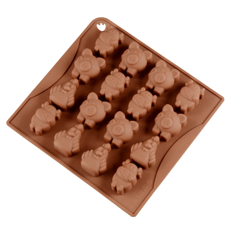 18x17x2.2 CM SJ шоколадная форма животное Медведь Кролик Утка противень для выпечки Кондитерские украшения конфеты торт силиконовые формы для выпечки инструменты для кухни - Цвет: 18x17x2.2 CM