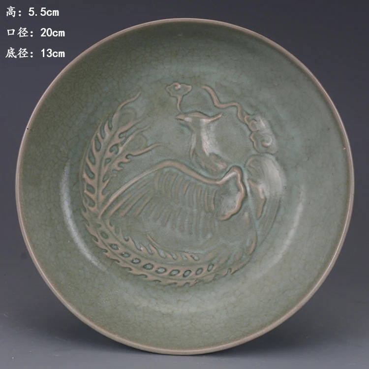 

Редкая фарфоровая тарелка старой династии SongDynasty, диск рукилн Феникс, ручная роспись, украшение/Коллекция/поделки, бесплатная доставка