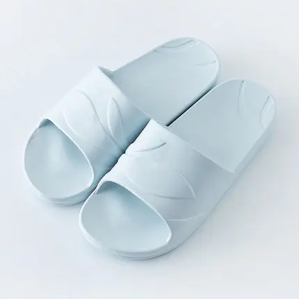light blue leaf Женские домашние тапочки; мягкие домашние шлепанцы EVA для влюбленных; коллекция года; Летняя обувь на плоской подошве; женские домашние Тапочки для ванной; тапочки без застежки; SH051403 - Цвет: light blue leaf