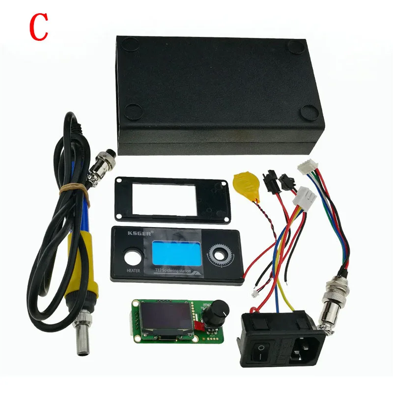 V2.1S цифровой STM32 OLED 1,3 дюймовый размер экрана T12 регулятор температуры батареи 5 ядерный силиконовый провод 9501 набор паяльных ручек