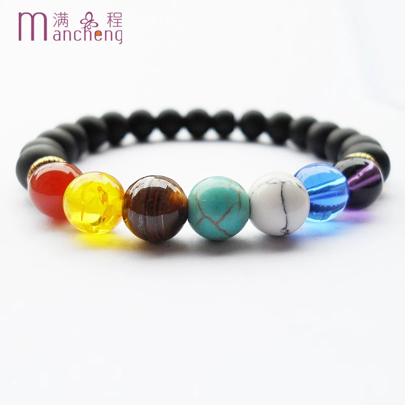 Новый мужской браслет с 7 чакрами Модный черный женский из бисера 2020 тонкой лавы |