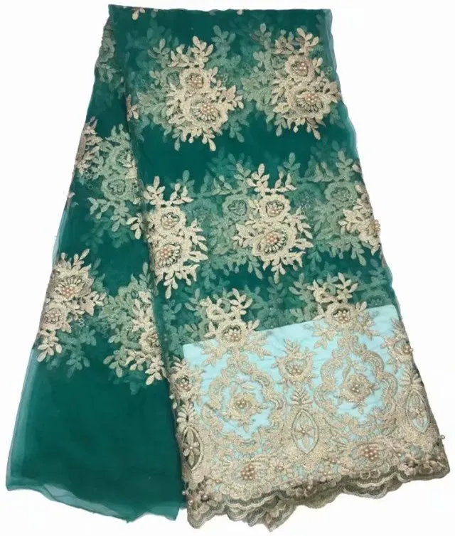 Высококачественная розовая нигерийская кружевная ткань хиджаб украшенный