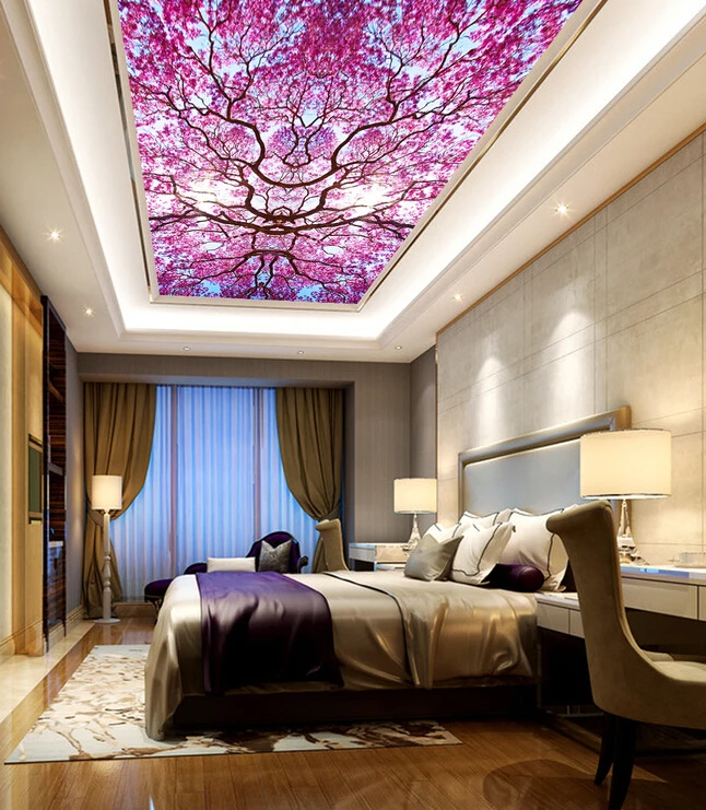 Последний Заказ 3D большой росписи под небом красивых цветов потолочные фрески