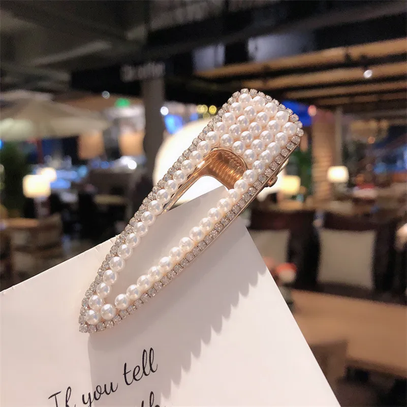 

Fashion Elegant Pearls Hair Clips for Women Korean Style Rhinestone Hairpins Alloy BB Hairgrip Duckclip Girls Hair Accessories