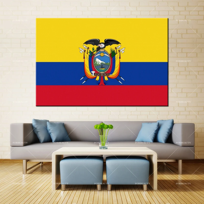 Forbeauty Холст Картина Настенная живопись flag_ecuador_herb Спрей Печать водостойкие