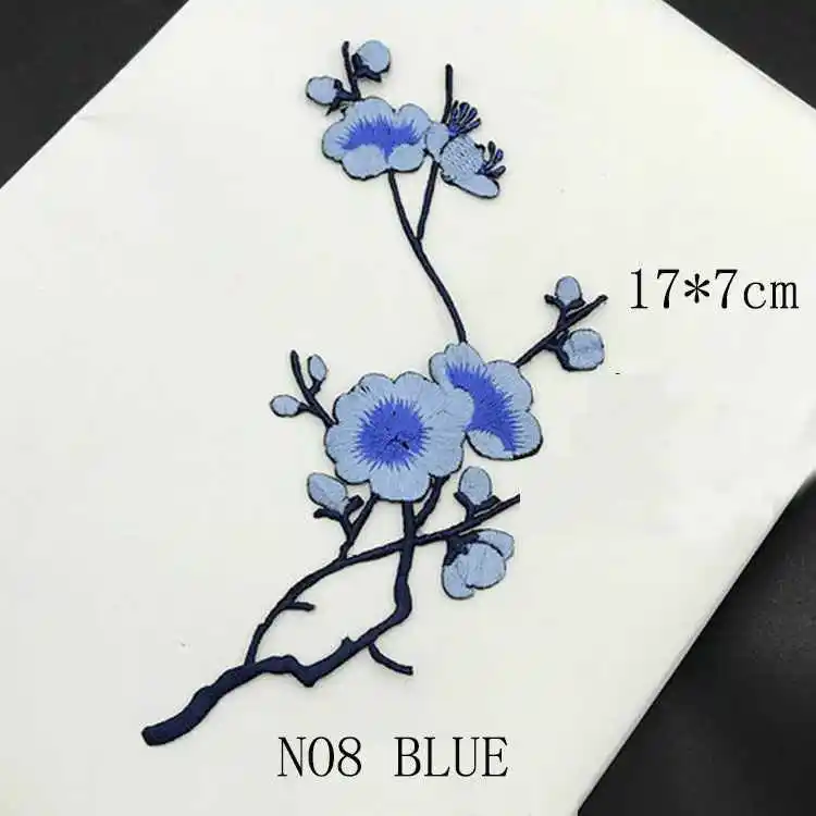 P528-NO8 blue Han благородные цветы сливы вышивка патчи стикер для одежды Свадебные украшения на платье Утюг на швейной аппликации поставщиков P058 1 шт - Цвет: P528-NO8 blue