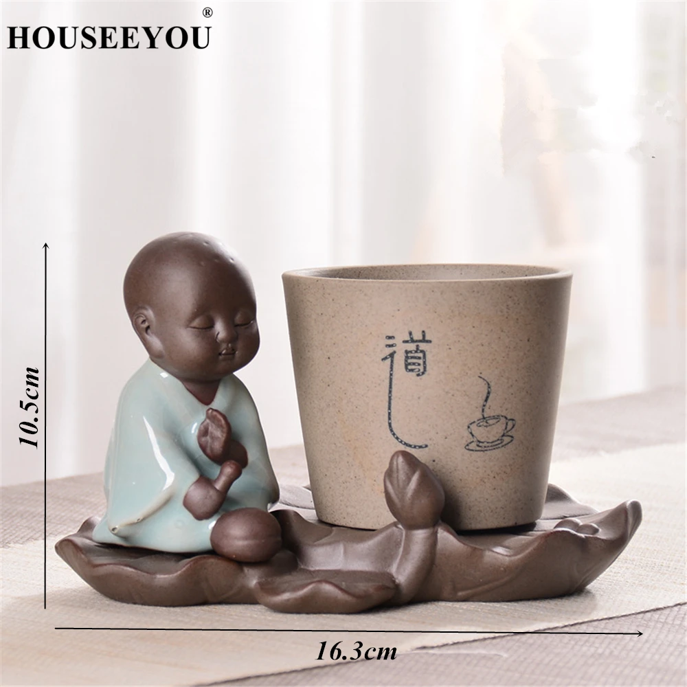 Китайский цветочный горшок Zen Monk Buddha керамические украшения из фиолетового песка