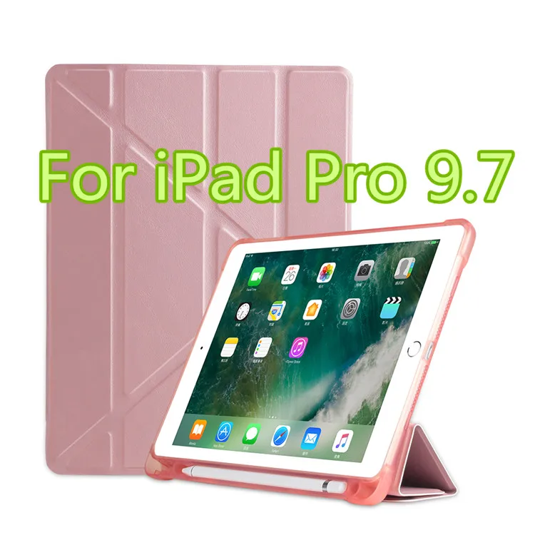 rose gold pro 9.7 Кожаный чехол для ipad 9,7, умный чехол для ipad Air 2 1 5 6 Pro 9,7, силиконовый чехол для ipad 6 поколения с держателем для карандашей - Цвет: rose gold pro 9.7
