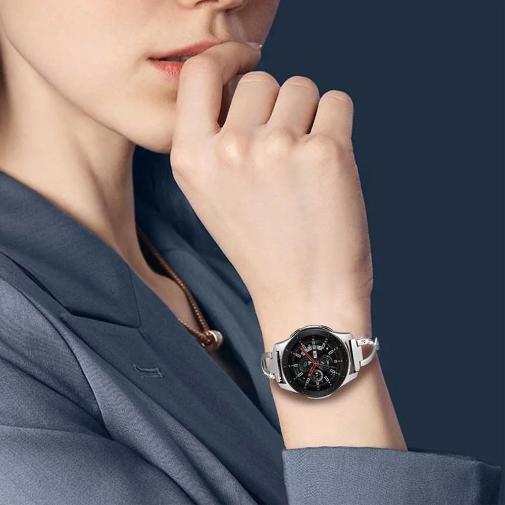 Браслет из нержавеющей стали + бриллиантовый ремешок 22 мм для Samsung Galaxy Watch 46 мм/Gear
