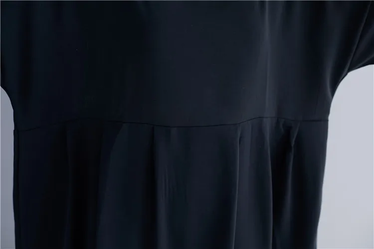 BelineRosa Simple Casual Black Color Dress in Big Sizes High Waist Loose Style Women Dress Cotton Linen Natural CLothesBSDM0250