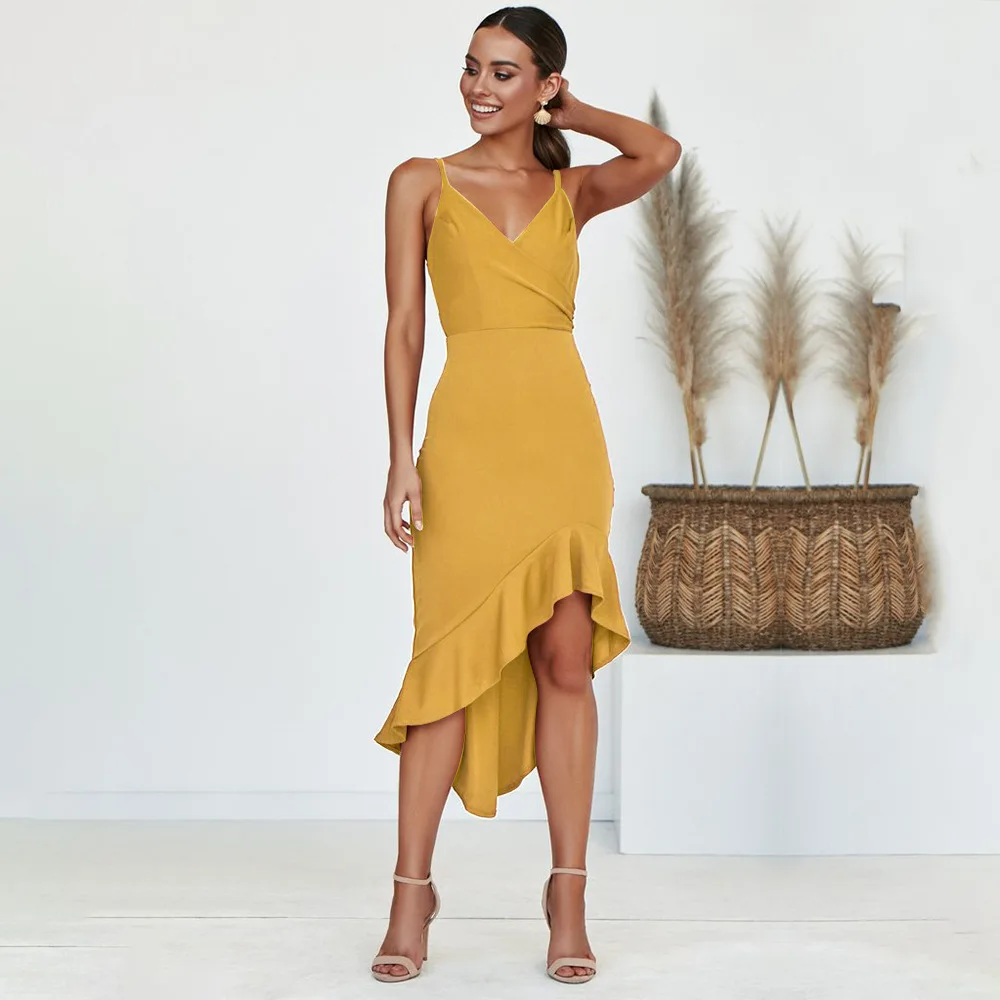 MinBoutique модное женское платье на пуговицах для девочек желтые летние миди Платья
