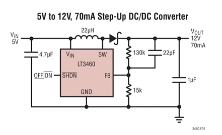 LT3460ESC6 1 LT3460 LAAF LDJV 3 MHz/650kHz Step Up DC/DC преобразователь в SC70 и ThinSOT|step-up dc|step-up dc/dcconverter dc |