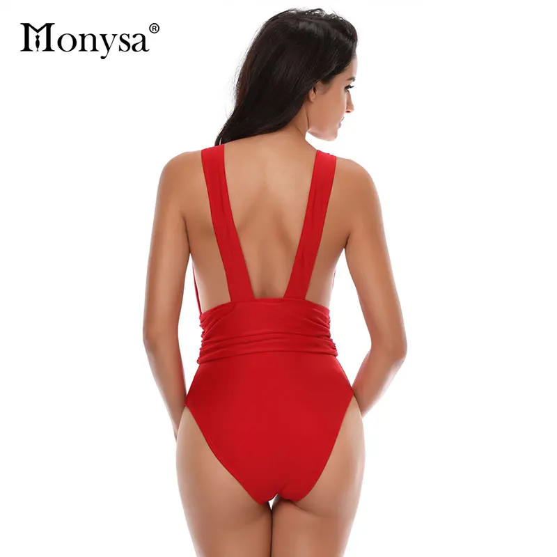 Monysa/новый купальник с глубоким v образным вырезом и открытой спиной женский 2018