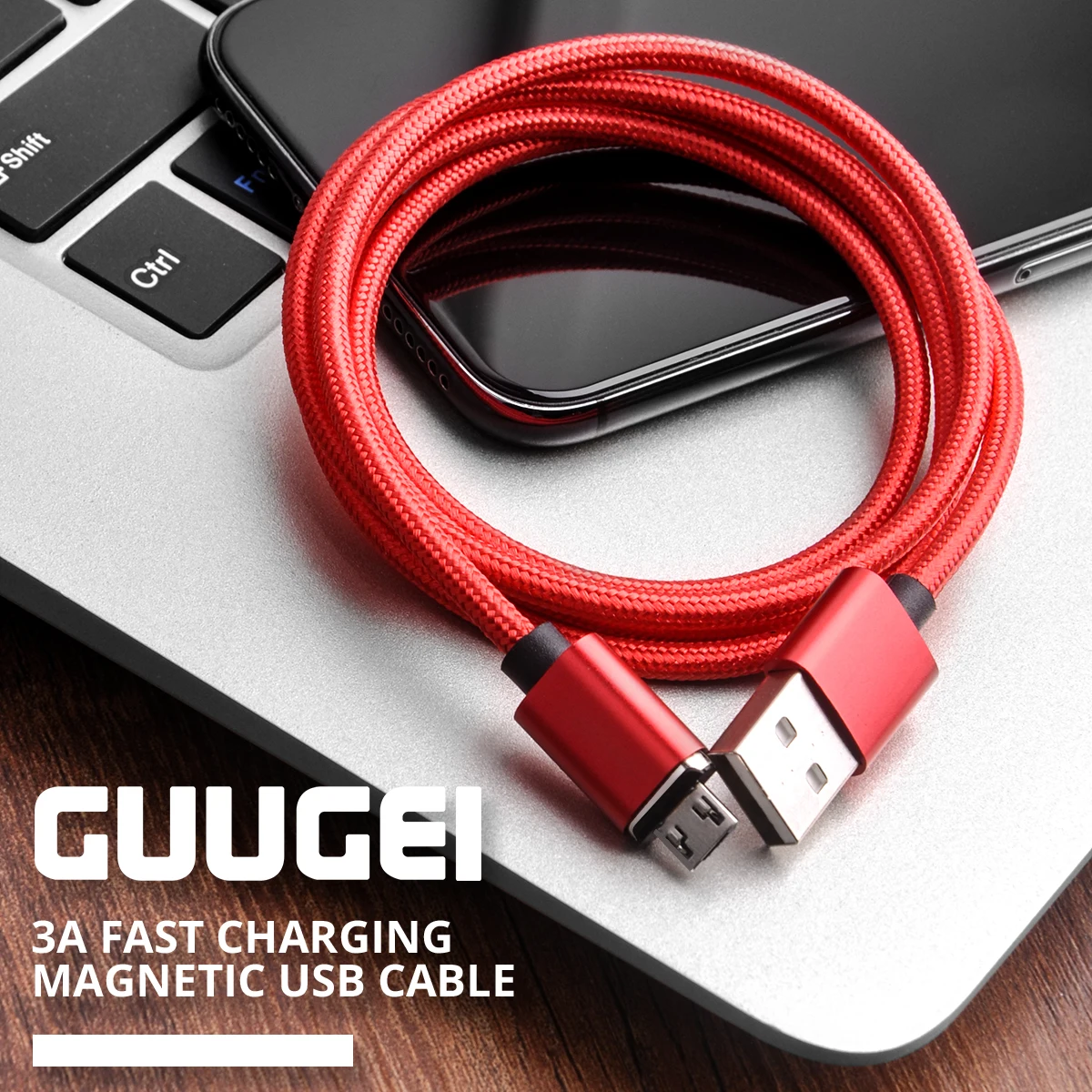 GUUGEI Магнитный кабель Micro USB кабель 3A Быстрая зарядка зарядный шнур Android кабель для передачи данных для мобильного телефона светодиодный индикатор шнур синхронизации