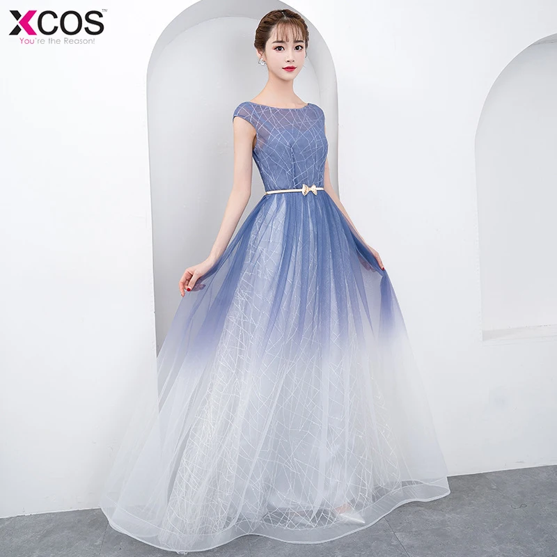 О образным вырезом длиной до пола Длинные вечерние платья vestido de festa сексуальный