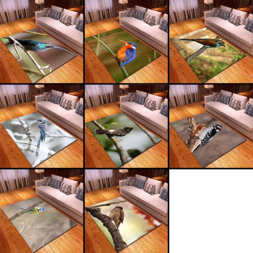 

Nordic Carpets Soft Flannel 3D Printed Bird Area Rugs Parlor Mat Rugs Anti-slip Large Rug Carpet for Living Room Decor