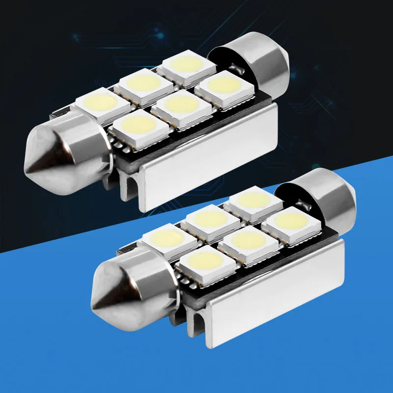 Светодиодсветодиодный лампы CANBUS 39 мм C5W c10w sv8.5 6 SMD 5050 без ошибок для номерного