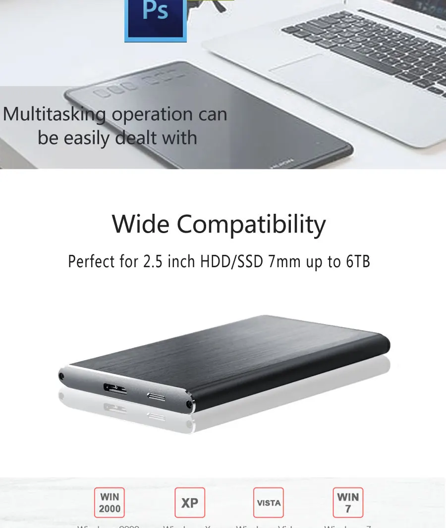 Ультратонкий 7 мм алюминиевый 2," 6 Гбит/с SATA III к USB3.0 Внешний HDD/SSD корпус жесткого диска/чехол для ноутбука/настольного компьютера Macbook