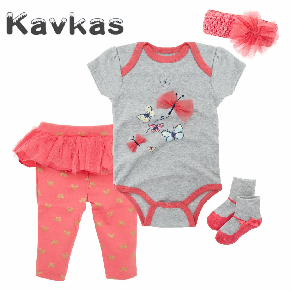 TZ6097 Kavkas/Коллекция года, комплект одежды для маленьких девочек, Летний комбинезон с короткими рукавами с фиолетовой птичкой, боди+ шапочка+ носок+ штаны, Одежда для новорожденных - Цвет: TZ6097