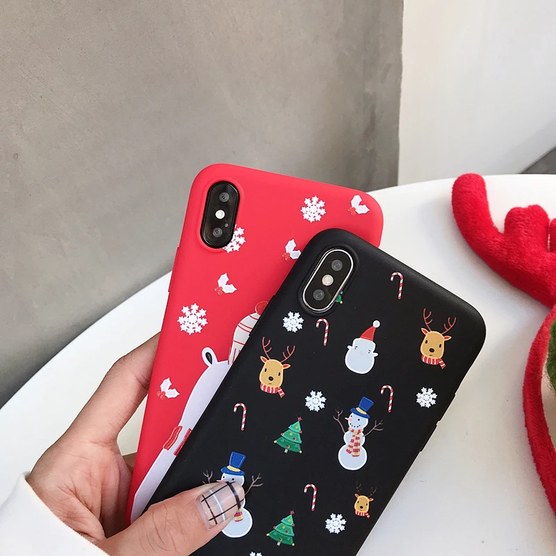 Мультяшный Рождественский чехол для iphone 11 pro max 2019 XR XS Max Санта Клаус Лось