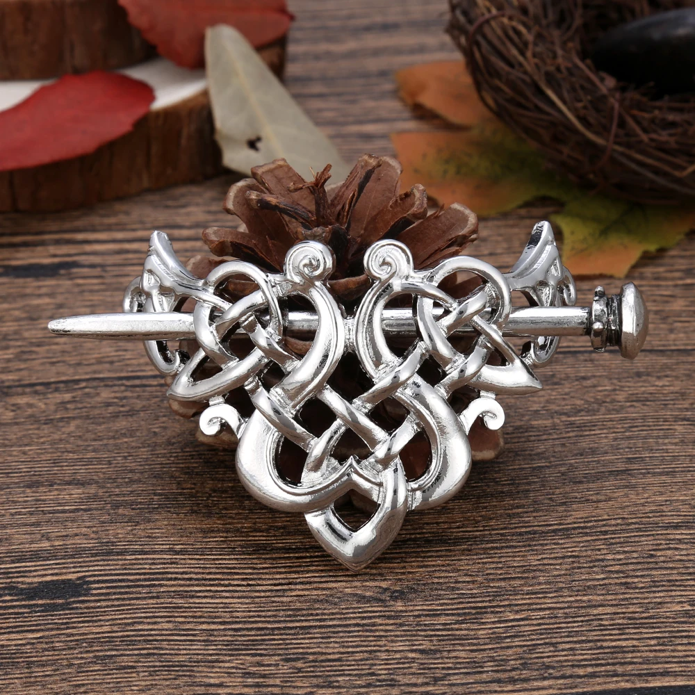 Platinum Plated Большие кельтские узлы заколки-короны заколки для волос палка слайд аксессуары F-08 - Цвет: Platinum Plated