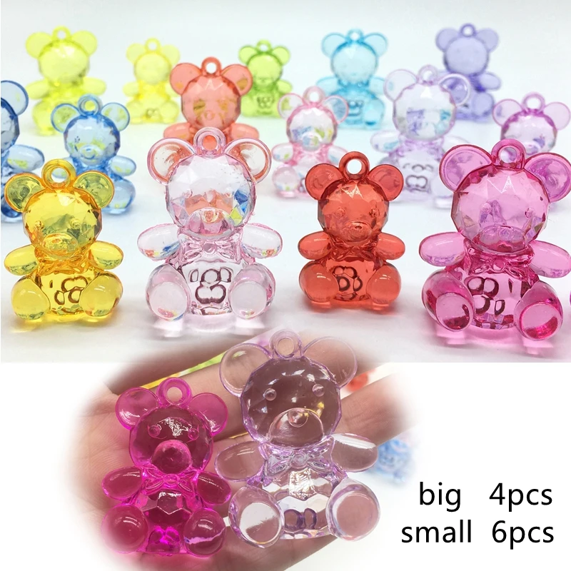 

Acrylic Transparent crystal colorful bear Beads for Jewelry diy Hang necklace pendant Making Children's baby Favourite Cartoon