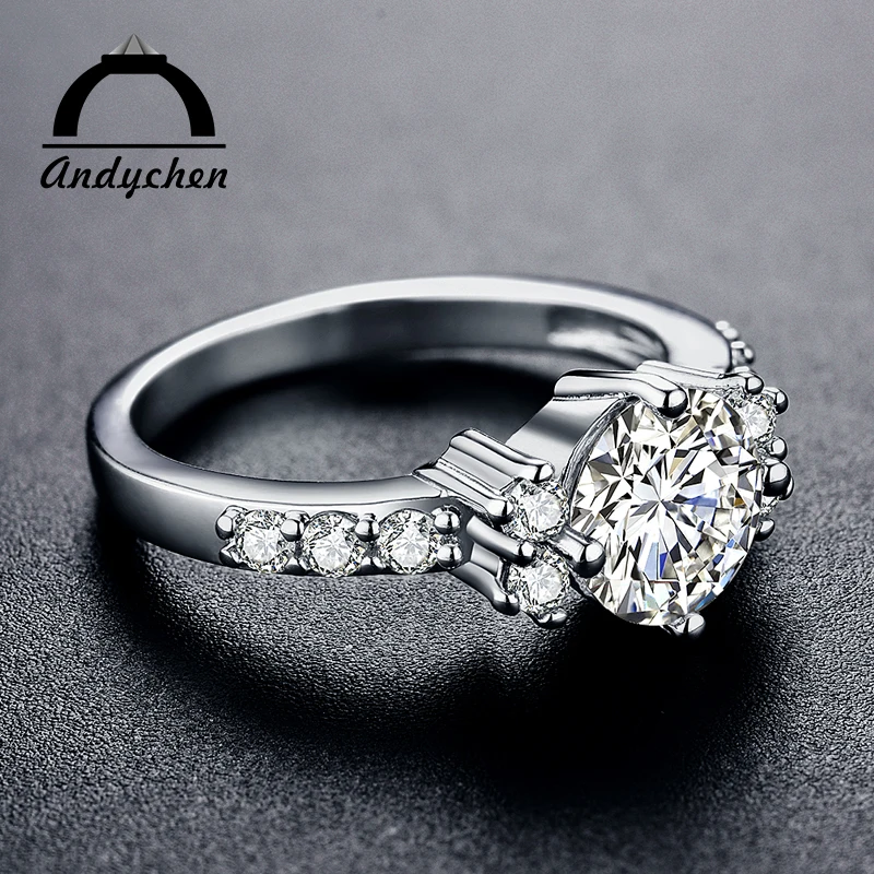 Andychen Благородный Белое золото Цвет Обручение кольца для Для женщин свадебные