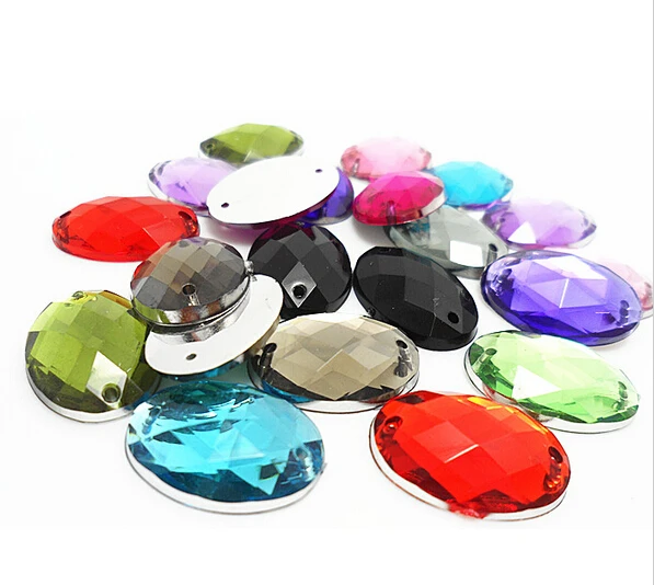 

Free shipping~! 200pcs/bag 18*25mm Oval 16colors Acrylic sew on rhinestones flat back,DIY Handmade garment Jewelry accessories