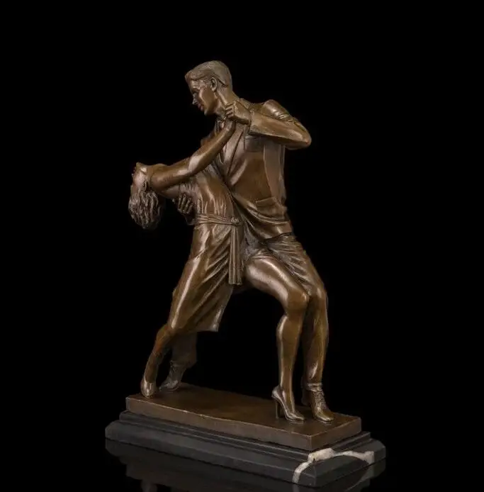 16&quot Copper Art Deco Sculpture One Couple Woman and Man Ballroom Dancing Statue | Statues &amp Sculptures