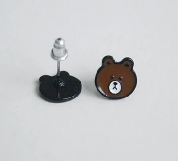 Женские эмалированные серьги гвоздики в виде медведя|jewelry making supplies wire|jewelry