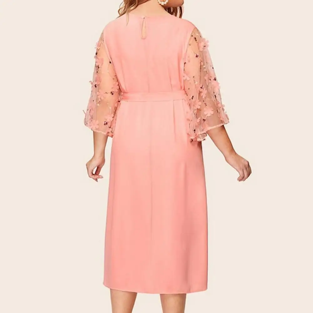 Новое модное свободное платье до колена женское Повседневное большого размера с