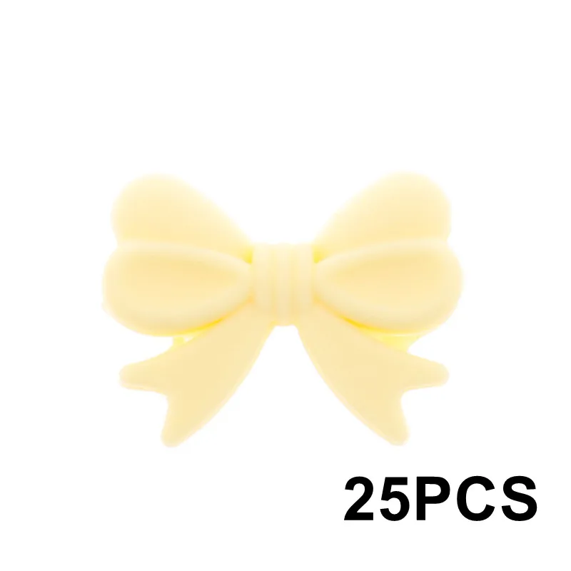 33 Cream Yellow 25 шт. цветочный узел детский силиконовый Прорезыватель бусины «бантики» небольшой галстук Bpa бесплатно младенческой ожерелье-прорезыватель новорожденных соски клип цепочка ручная работа - Цвет: 33 Cream Yellow