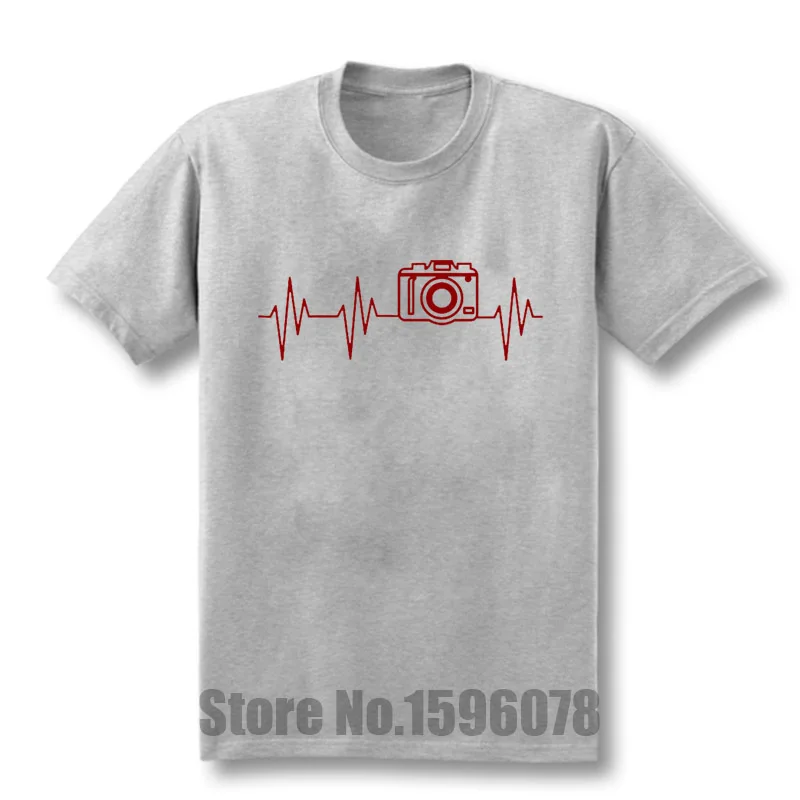 2016 New photographer heartbeat photo T-shirts Cotton Short Sleeve Summer T Shirts Hip Hop free shipping | Мужская одежда