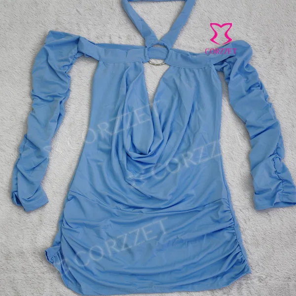 Женское платье с глубоким V-образным вырезом и лямкой на шее | Женская одежда