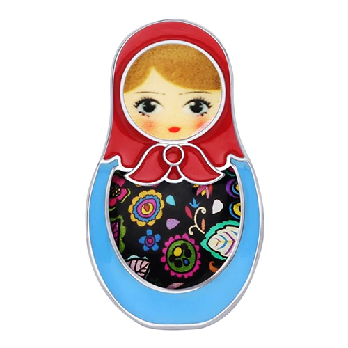 Multicolor WEVENI Эмаль сплав мультфильм русские куклы Броши Одежда заколка на шарф Этнические украшения подарок для женщин девочек подарок для подростков аксессуары - Окраска металла: Multicolor