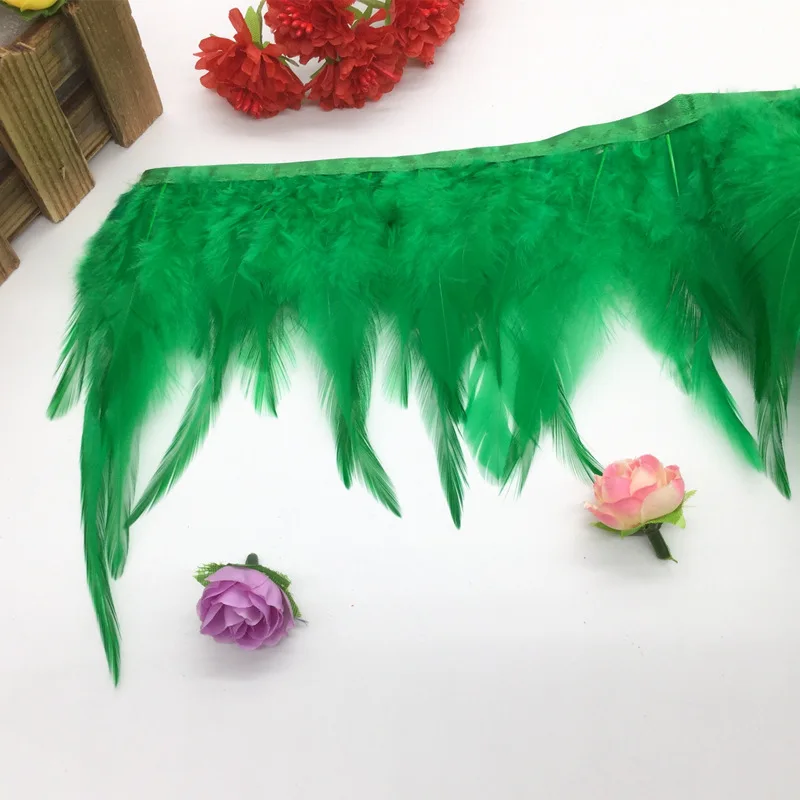 Grass green 4 до 6 см 2 ярдов перо петуха границы, цвет Швейные торжественное платье/Art платье украшения - Цвет: Grass green