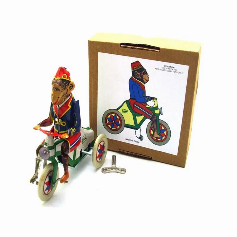

Винтажная заводная обезьяна на велосипеде, игрушки для фотосъемки детей, взрослых, обезьяна, оловянные игрушки, Классическая Игрушка, рожде...