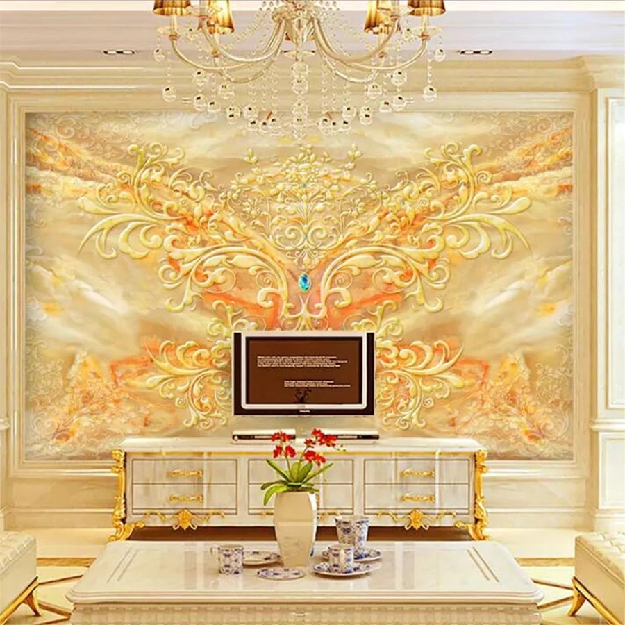 Wellyu пользовательские 3D обои Европейский роскошный мраморный узор гостиная ТВ